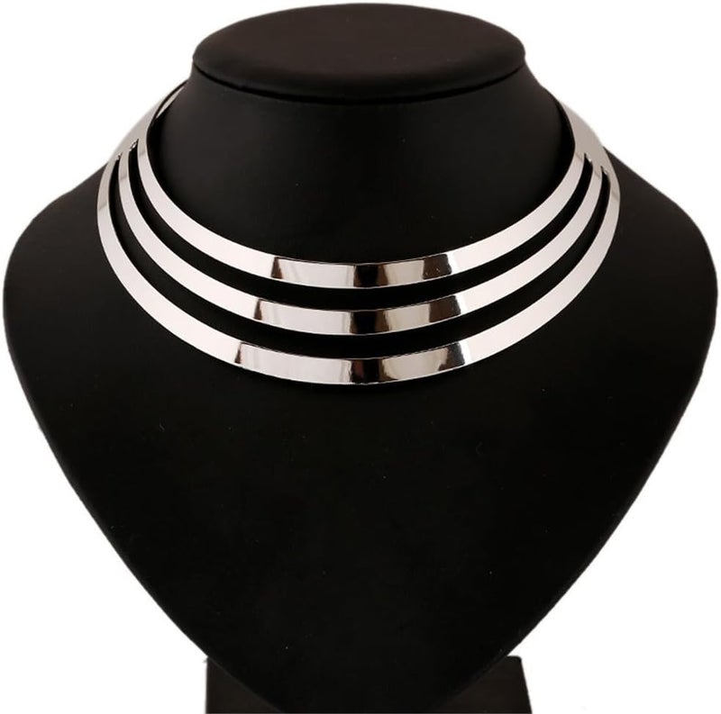 Hewill Store Chunky Gold Necklace Big Statement Chunky Necklace for Women African Tribe Wide Metal Choker Necklaces Jewelry - Image 1